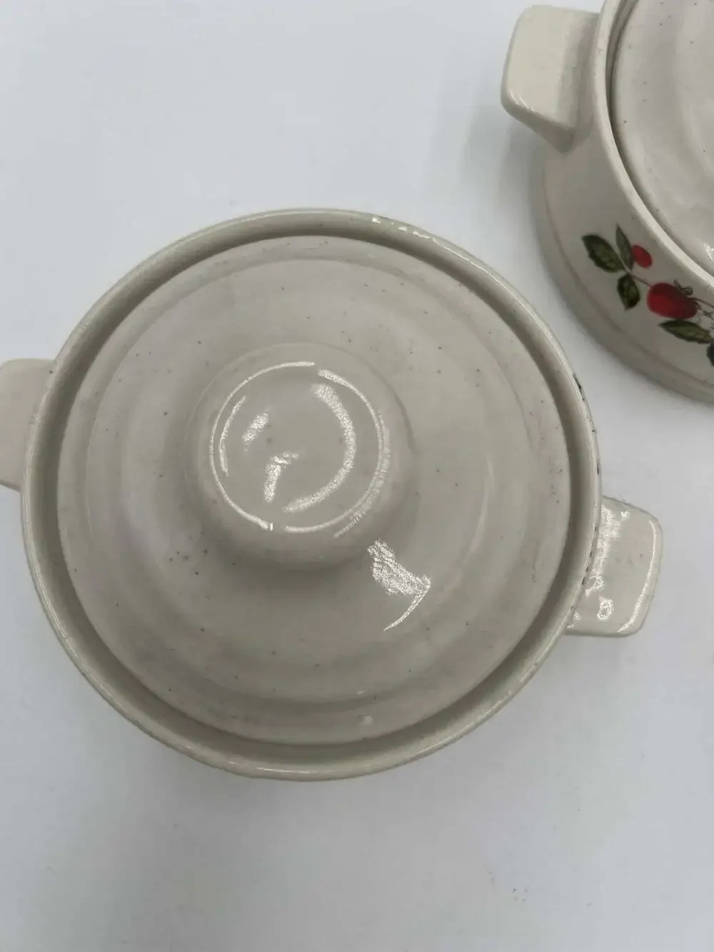 Vintage Sheffield Strawberries n Cream Stoneware Mini Casseroles Lids Set of 3